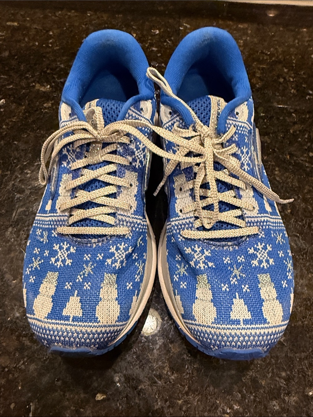 Brooks Blue Knit Sneakers with Cream Accents - Picture 3 of 4